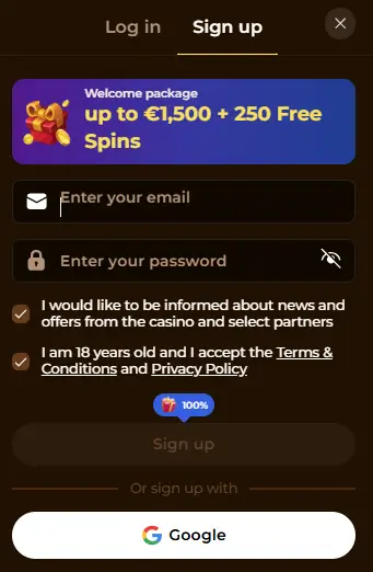 Formularz rejestracyjny RollDorado Casino